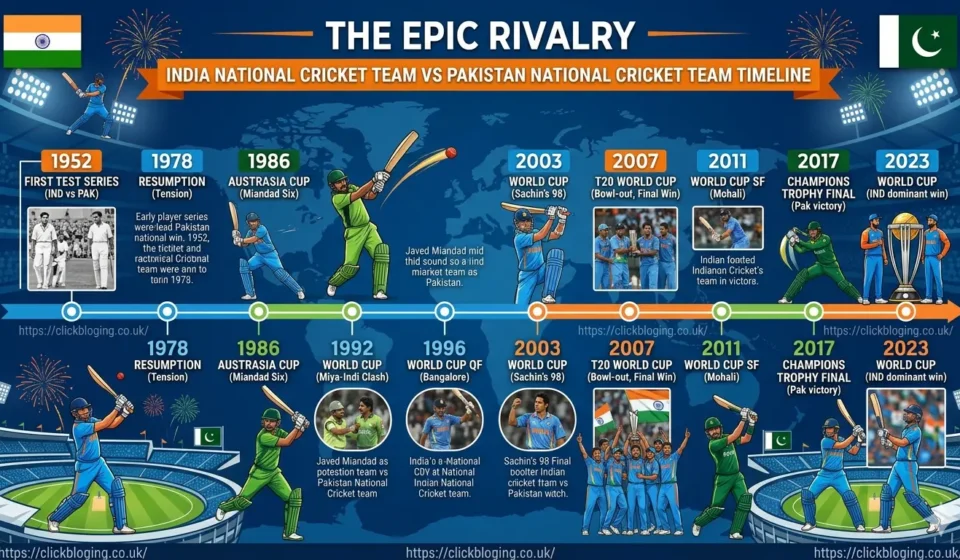 India National Cricket Team vs Pakistan National Cricket Team Timeline